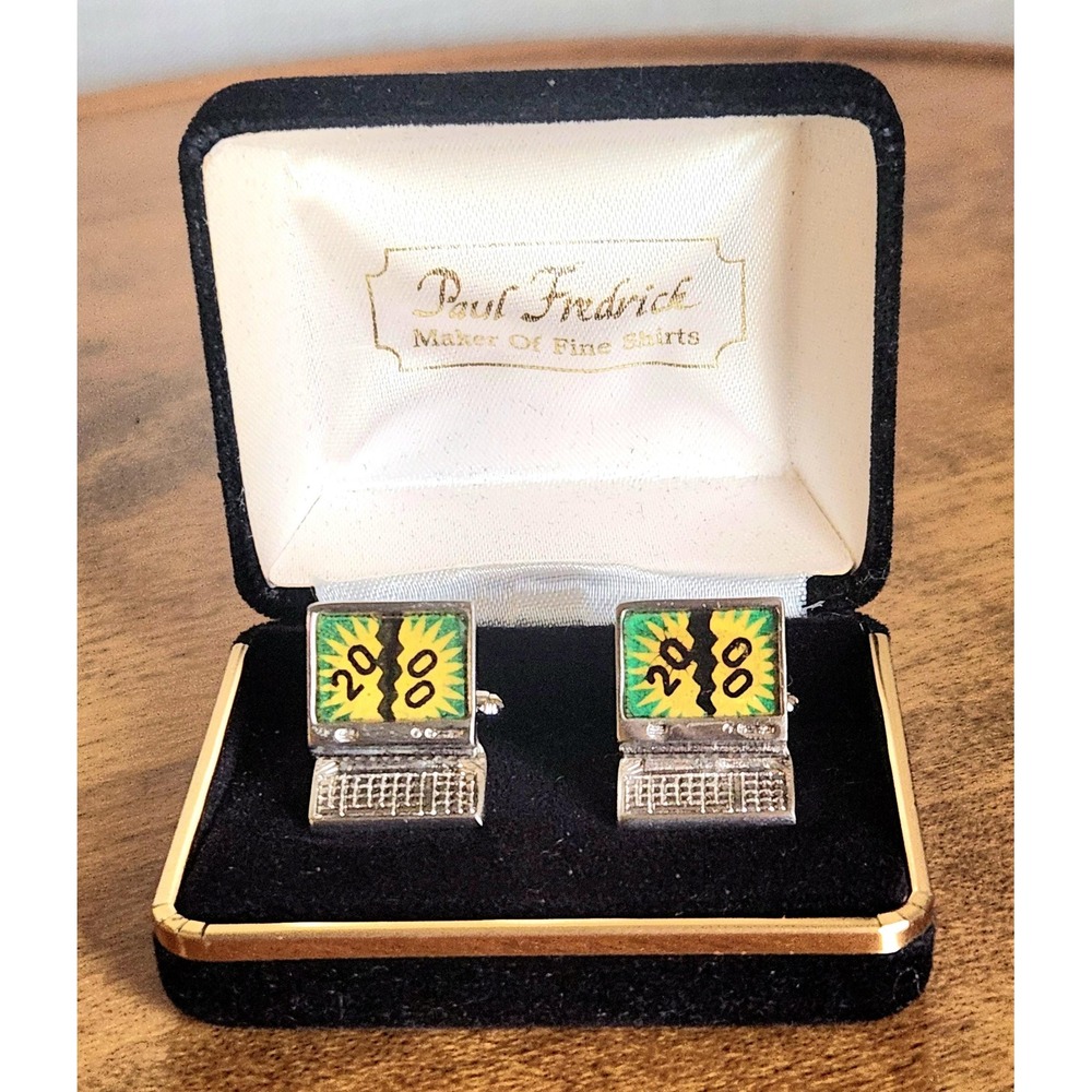 Vintage Y2K Computer Cufflinks: Millennium Tech Design, Silver-Tone Accessories